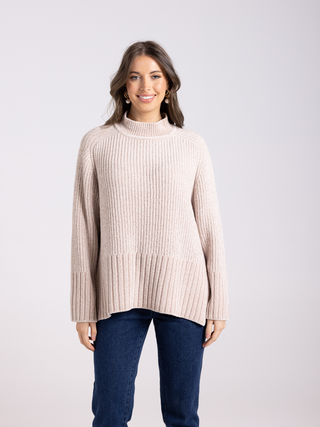 Rib Mock Neck Knit - Latte
