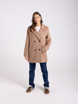 Double Breasted Pea Coat - Camel