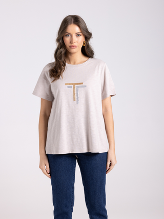Logo Sequin Crew Tee - Biscot