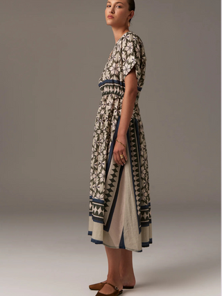 Postiano Dress - Green and Beige
