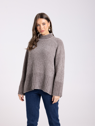 Rib Mock Neck Knit - Mocca