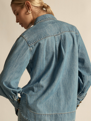 Crest Top - Washed Light Denim