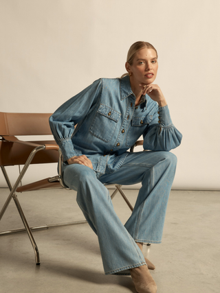 Crest Top - Washed Light Denim