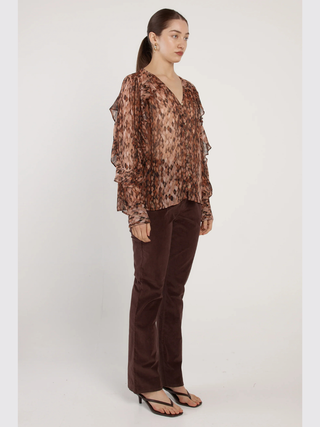 Odette Ruffle Blouse - Snake Print