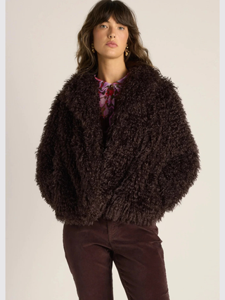 Wynn Cropped Fur Jacket - Chocolate Brown