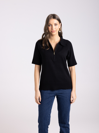 Zip knit Polo - Black