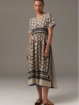 Postiano Dress - Green and Beige
