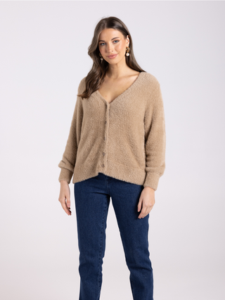 Fluffy Cardigan 7/8 Sleeves - Oat